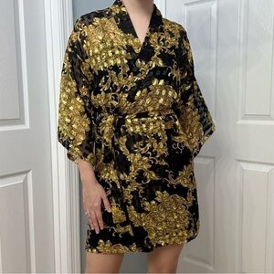 Vintage Victoria’s Secret Robe Gold Label Black Luxury Casual Lounge One Size